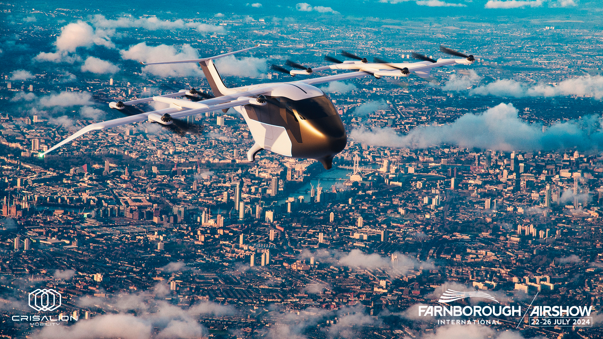 Electric aircraft in flight