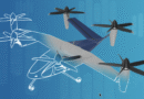 Screenshot 2026-07-01 at 100839 - eVTOL Insights Concept art of airplane design: a large blue-gray passenger aircraft with propellers, overlaid by white line drawings of smaller planes on a blue gradient background.