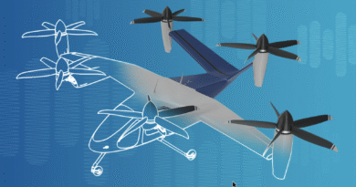 Concept art of airplane design: a large blue-gray passenger aircraft with propellers, overlaid by white line drawings of smaller planes on a blue gradient background.