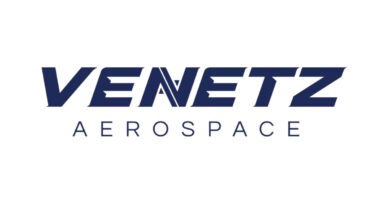 Venetz Aerospace logo in navy blue with wordmark styling on a white background, branding image