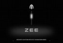 Brand logo above a glowing vertical light with the word ZEE on a dark grid background.