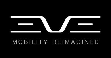 eve-air-mobility - eVTOL Insights Logo with a stylized white 'EV' emblem on a black background and the caption 'MOBILITY REIMAGINED' beneath.