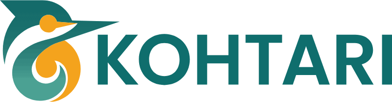 Kohtari logo: teal and orange abstract bird emblem beside the wordmark 'KOHTARI'